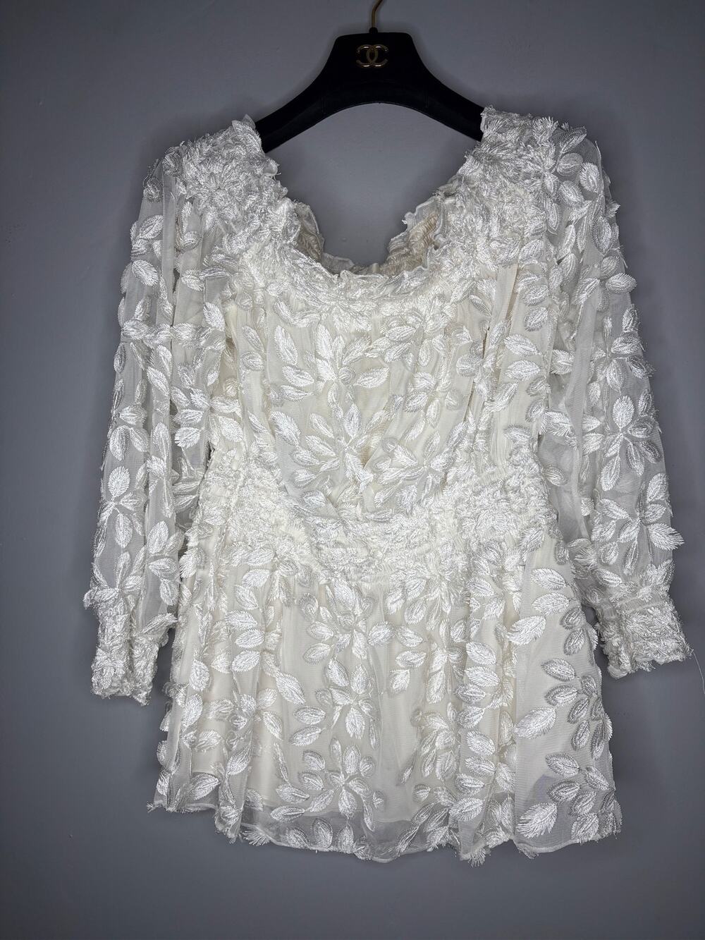 Christian Siriano Women Mini Dress Size 12 Designer Floral Formal Cocktail White